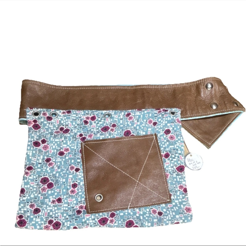 Rebe New One of Kind Handmade Wide Brown Leather Belt With Front Pocket Small